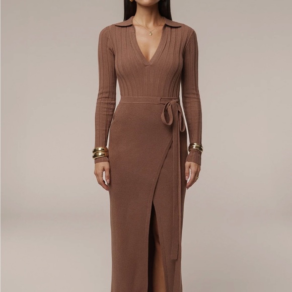 Elegant Brown Knit Maxi Dress - Picture 8 of 10